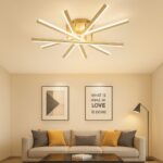 Lustră LED Auriu cu Telecomandă – 95W, 5 Surse de Iluminare, Intensitate Reglabilă, 3 Tipuri de Lumină