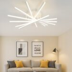 Lustră LED cu 7 surse de iluminare, 125W, cu telecomandă – Design clasic, alb