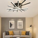 Lustră LED cu 7 surse de iluminare, 125W, cu telecomandă – Design clasic, negru elegant