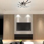 Lustră LED cu 7 surse de iluminare, 125W, cu telecomandă – Design clasic, negru elegant - imagine 2