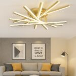 Lustră LED cu 7 surse de iluminare, 125W, cu telecomandă – Design elegant auriu
