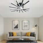 Lustră LED cu 9 surse de iluminare, 164W, cu telecomandă – Design elegant negru