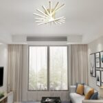Lustră LED cu 9 surse de iluminare, 164W, cu telecomandă – Design elegant auriu