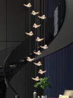 Candelabru LED – Model DJ011-12, 48 W, cristal & metal auriu, cu telecomandă - imagine 3
