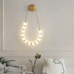 Aplică LED Modernă – 60W, 10 Surse, 3 Tipuri de Lumină, Design Auriu/Alb, 30×58×4 cm