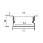 Profil LED Încastrat – Aluminiu, 20 × 10 mm, 2 m ✨ - imagine 3
