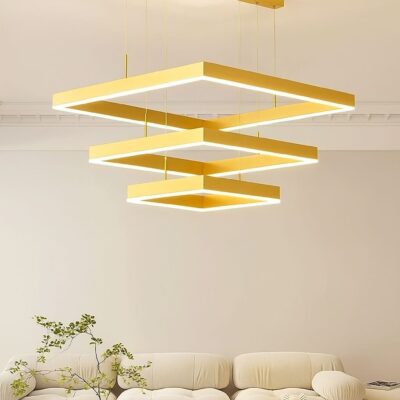 💡 Pendul LED 9510/3 – Accente Aurii și Control Complet al Luminii