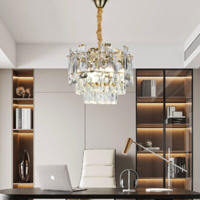 Candelabru Model 5861-300 – Cristale strălucitoare și finisaj auriu, 4 socluri E14 💫