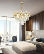 Candelabru Model 75001-400 – Cristale elegante și finisaj metal-auriu, 5 socluri E14 💫 - imagine 3