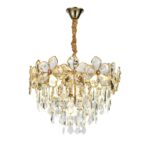 Candelabru Model 75001-400 – Cristale elegante și finisaj metal-auriu, 5 socluri E14 💫 - imagine 2