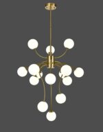 ✨ Lustră Modernă E007/15 – Eleganță Aurie și Lumină Rafinată - imagine 5