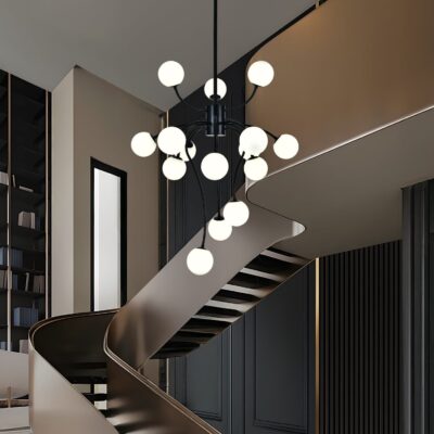 ✨ Lustră Modernă E007/15 – Stil Negru Elegant, 15 Surse de Lumină