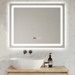 Oglindă LED Baie 80x60 cm cu Touch Premium, Dezaburire, Lumini Variabile, Termometru și Ceas Integrat - imagine 2