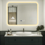 Oglinda Baie LED cu Dezaburire, Ceas si Senzor Touch – 80×60 cm, Rama Acril, Lumina Rece / Calda / Neutra - imagine 5