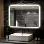 Oglinda Baie LED cu Dezaburire, Ceas si Senzor Touch – 80×60 cm, Rama Acril, Lumina Rece / Calda / Neutra - imagine 7