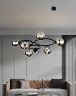 💡 Pendul N6805/7 – Design Modern cu 7 Abajururi în Negru & Crom - imagine 2