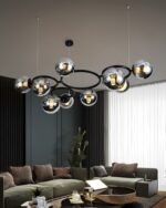 💡 Pendul N6805/9 – Impact Vizual Puternic în Negru & Crom