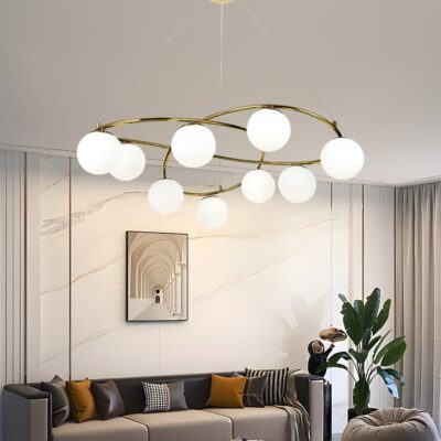 💡 Pendul N6806/9 – Eleganță Aurie în Design Geometric Modern