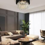 Candelabru modern cu cristale – 50 cm, culoare negru