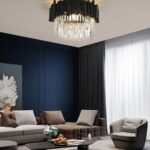 Candelabru modern cu cristale – 40 cm, culoare negru