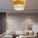 Candelabru modern cu cristale – 40 cm, culoare auriu