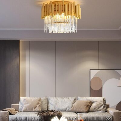 Candelabru modern cu cristale – 30 cm, culoare auriu