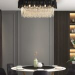 Candelabru modern cu cristale – 75x30 cm, culoare negru