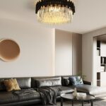 Candelabru modern cu cristale – 80 cm, culoare negru