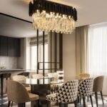 Candelabru modern cu cristale – 75x30 cm, culoare negru