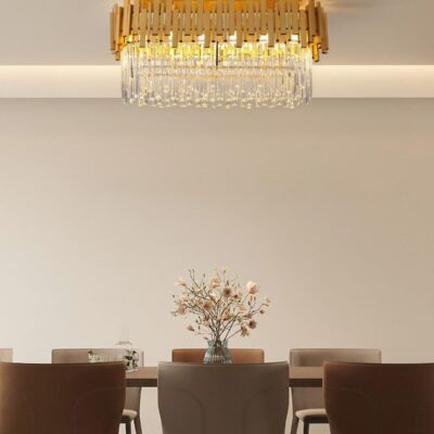 Candelabru modern cu cristale – 75x30 cm, culoare auriu