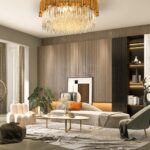 Candelabru modern cu cristale – 80 cm, culoare auriu