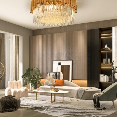 Candelabru modern cu cristale – 60 cm, culoare auriu