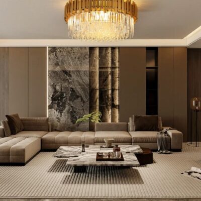 Candelabru modern cu cristale – 60 cm, culoare auriu