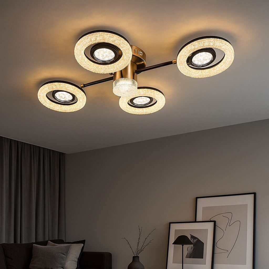 20250710_2228_LustraLEDModerna_r Lustră LED elegantă cu design geometric – Model 26053/2+2+1GM+FGD - imagine 1