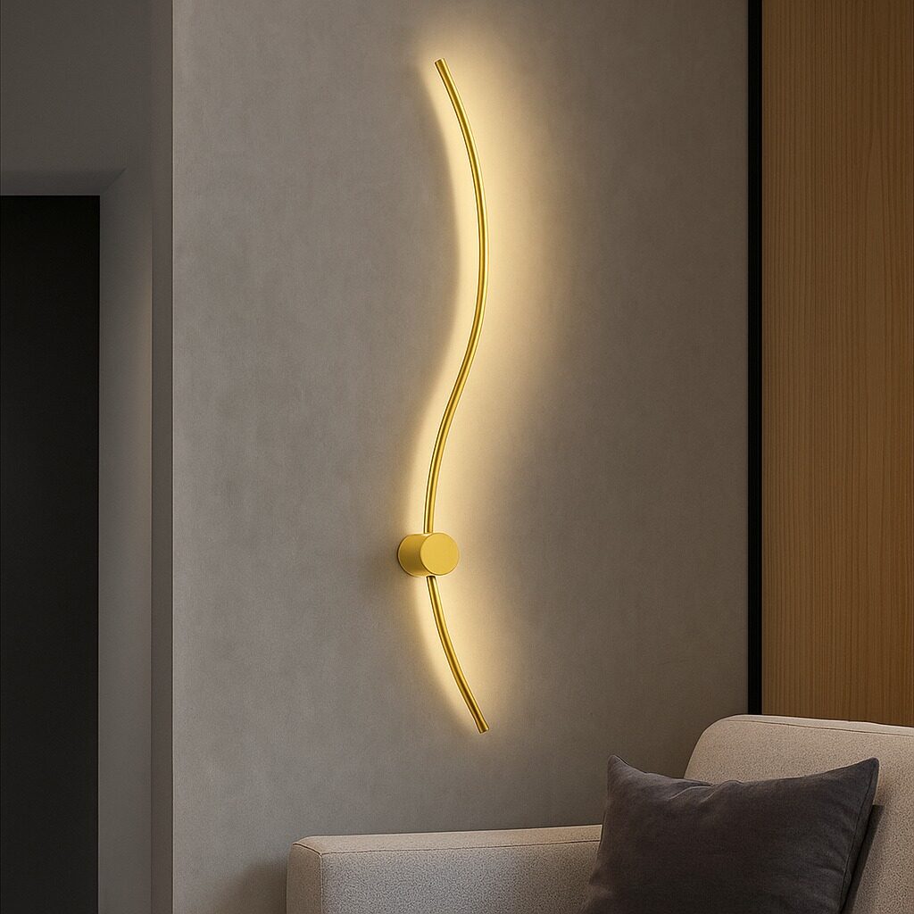 20250728_2150_LustraLEDModerna_r Aplica LED de perete, design ondulat, 38W, 1000 mm, temperatură reglabilă 3000K–6500K, gold – model 59093/1000 - imagine 1