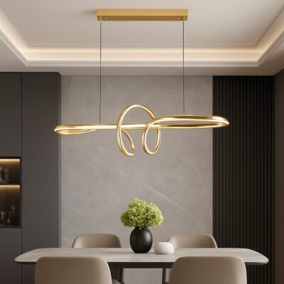 Pendul LED Elegant 61012/930+280FGD, cu Lumină Reglabilă și Telecomandă, Finisaj Auriu