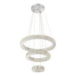 Pendul LED cu Cristal, 3 Inele, 120W, Ø60 cm, Lumină Reglabilă Alb Cald–Rece, Telecomandă 2.4G - imagine 3