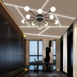 Lustră LED Modernă cu Globuri Opal și Accente Aurii, 120W, Ø935×H130 mm