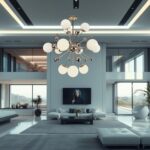 Lustră LED 770×H780 mm, 12 becuri E27, structură aurie grandioasă