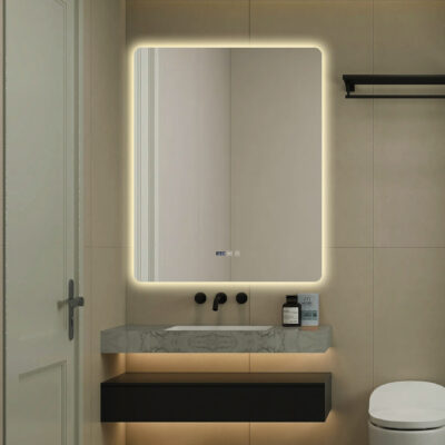 Oglindă Baie LED și Dezaburire Elit's Premium: Senzor Touch, Lumina Rece, Caldă și Neutră, 80x100cm, Lumina Ambientală Spate