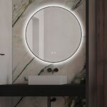 🪞 Oglindă LED cu Touch și Funcție Dezaburire, 3 Tipuri de Lumină – Ø70 cm, Ramă Negru Mat, Model J188-70 Smack