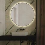 🪞 Oglindă LED cu Touch și Funcție Dezaburire, 3 Tipuri de Lumină – Ø70 cm, Ramă Negru Mat, Model J188-70 Smack - imagine 3