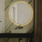 🪞 Oglindă LED cu Touch și Funcție Dezaburire, 3 Tipuri de Lumină – Ø70 cm, Ramă Negru Mat, Model J188-70 Smack - imagine 4