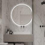 🪞 Oglindă LED cu Touch și Funcție Dezaburire, 3 Tipuri de Lumină – Ø70 cm, Ramă Negru Mat, Model J188-70 Smack - imagine 5