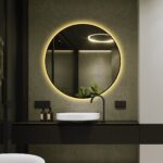 🪞 Oglindă LED cu Touch și Funcție Dezaburire, 3 Tipuri de Lumină – Ø80 cm, Ramă Negru Mat, Model J188-80 Smack - imagine 2