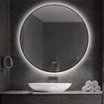 🪞 Oglindă LED cu Touch, Funcție Dezaburire și 3 Tipuri de Lumină – Ramă Negru Mat, 90 cm, Model J188-90 Smack