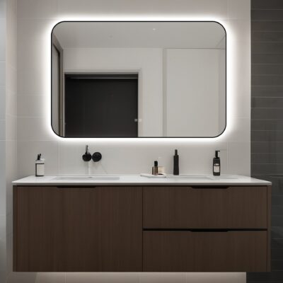 🪞 Oglindă LED cu Touch și Funcție Dezaburire – Ramă Negru, 120x80 cm, Model J187-12080 Smack