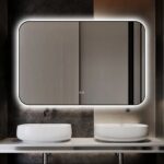 🪞 Oglindă LED cu Touch și Funcție Dezaburire – Ramă Negru, 120x80 cm, Model J187-12080 Smack - imagine 3