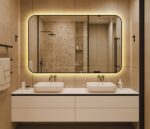 🪞 Oglindă LED cu Touch și Funcție Dezaburire – Ramă Negru, 130x80 cm, Model J187-13080 Smack