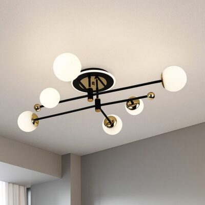 Lustră LED Modernă Negru & Auriu 78W – Model L73043/6BK+FGD